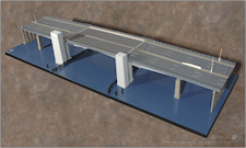 Drawbridge scale model with moveable cars for accident reconstruction